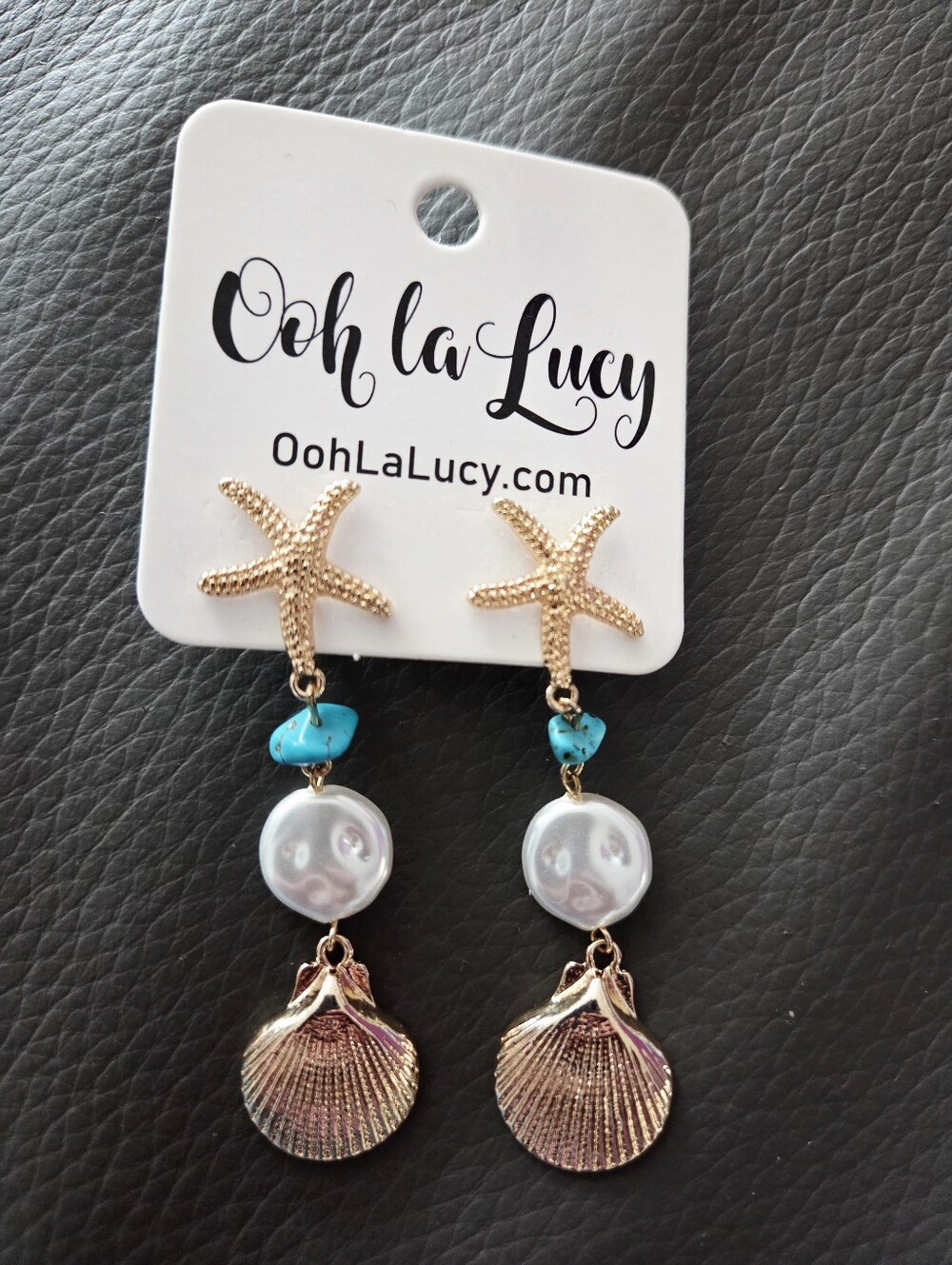 Coastal Beachy Starfish Pearl Seashell Drop Earrings – NWT